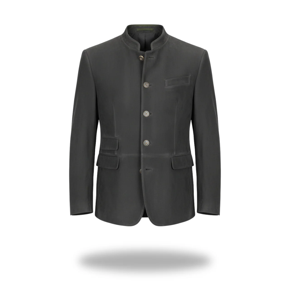 Blazer col officier aspect daim
