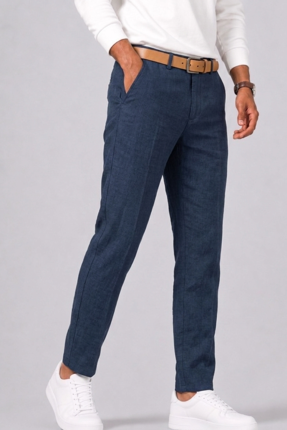 Pantalon coupe droite fermeture boutonnée pour tous les jours homme – Étrépagny