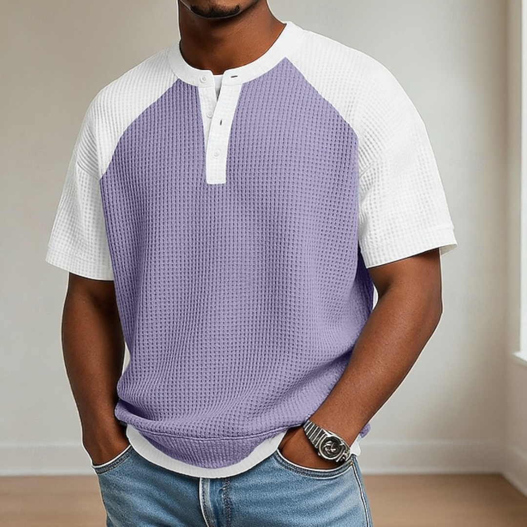 Polo en maille gaufrée texturée