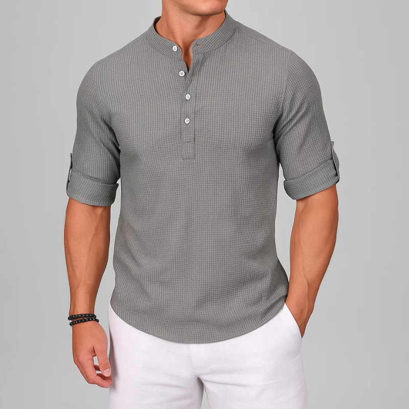 Chemise en tissu texturé ourlet arrondi