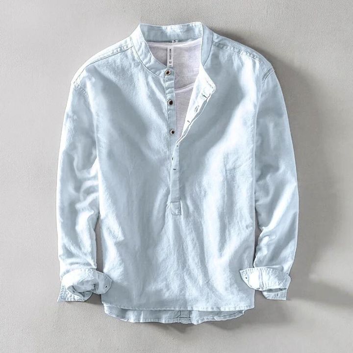Chemise aspect lin sans col