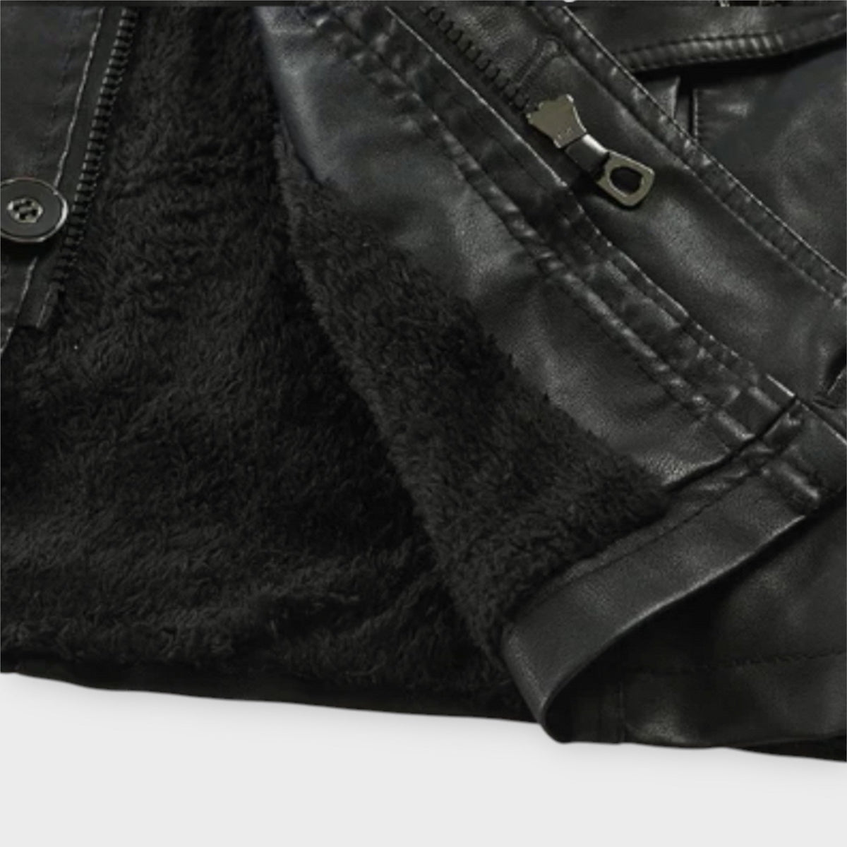 Veste longue effet cuir col montant