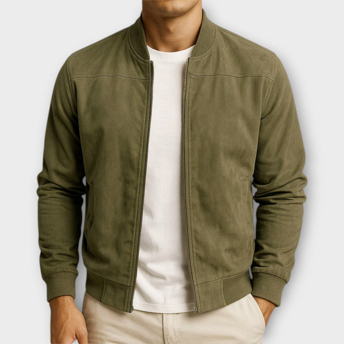 Veste bomber en cuir suédé coupe sportive classique homme – Gaujacq
