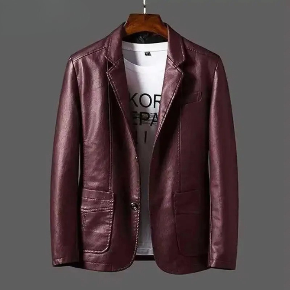 Blazer effet cuir à revers crantés