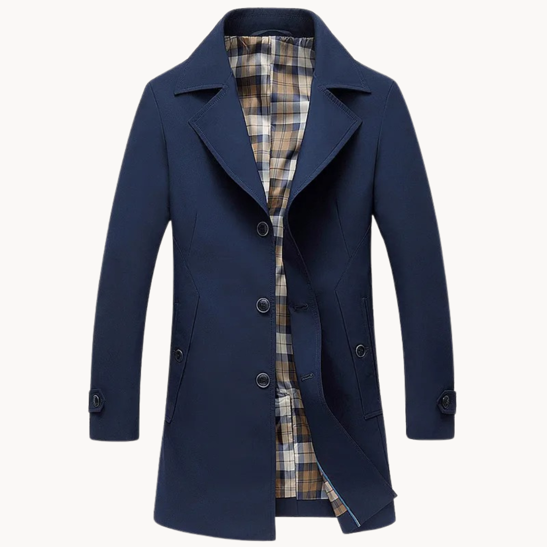 Manteau mi-long boutonné doublure à carreaux