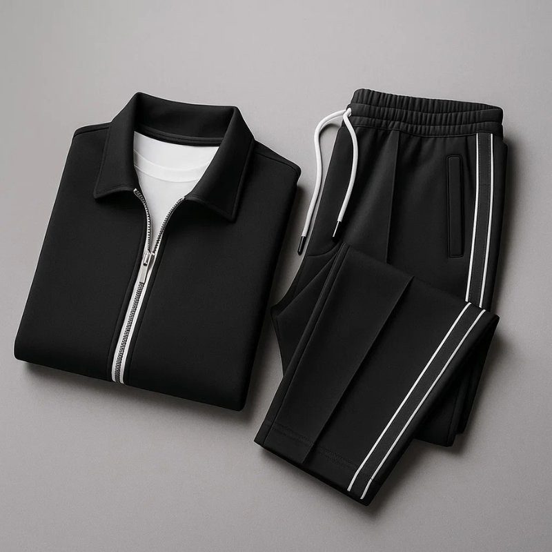 Ensemble veste zippée et pantalon à bandes