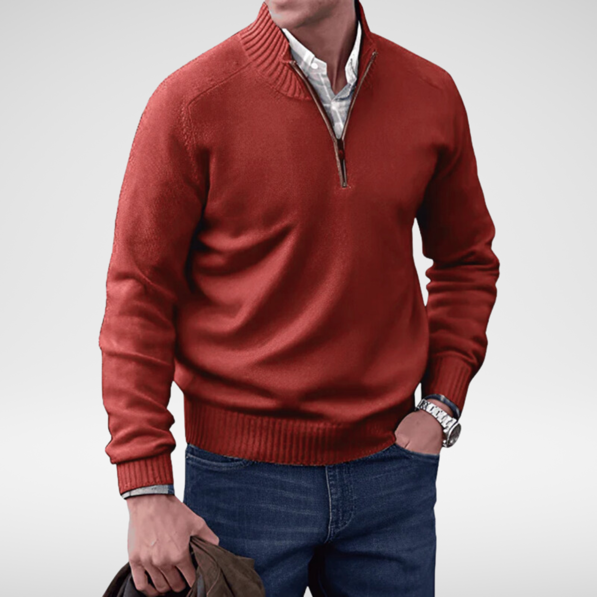 Pull col montant demi-zip