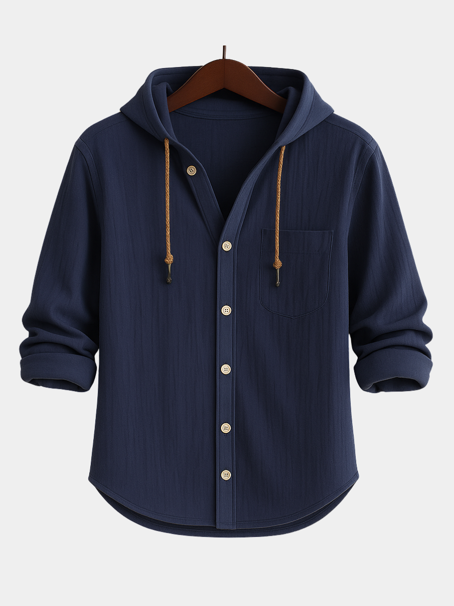 Chemise en coton doux à capuche coupe décontractée homme – Andernos