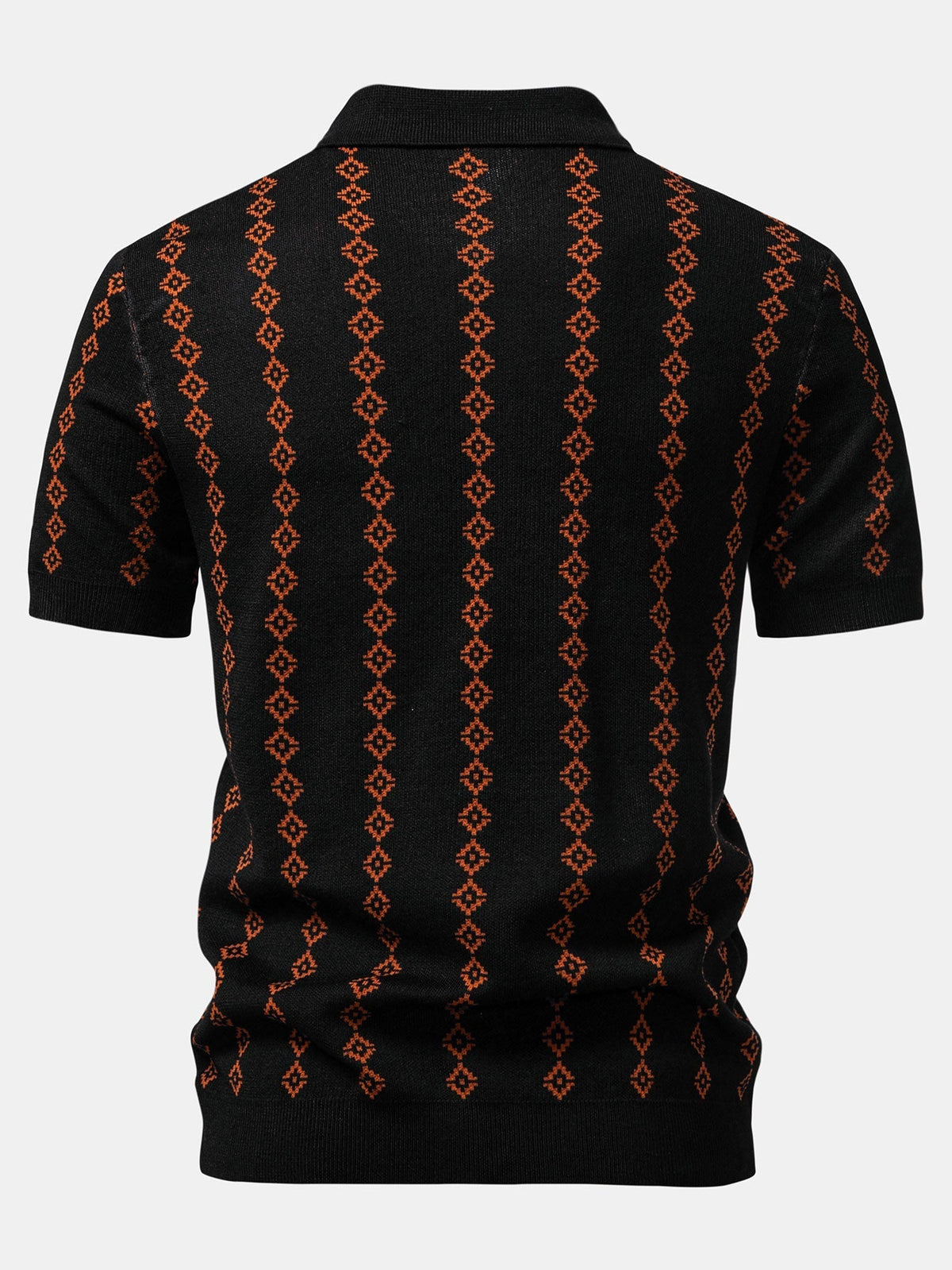 Polo maille motif losanges col ouvert
