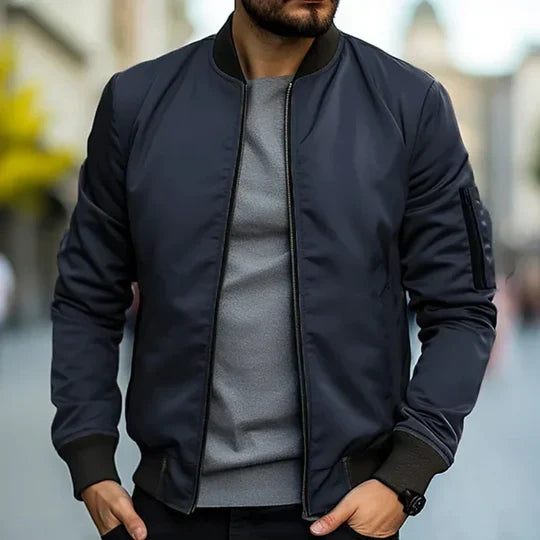 Blouson bomber zippé bords côtelés