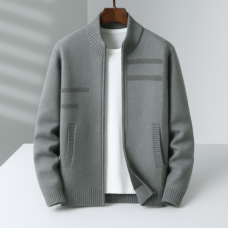 Veste en maille zippée à bords côtelés