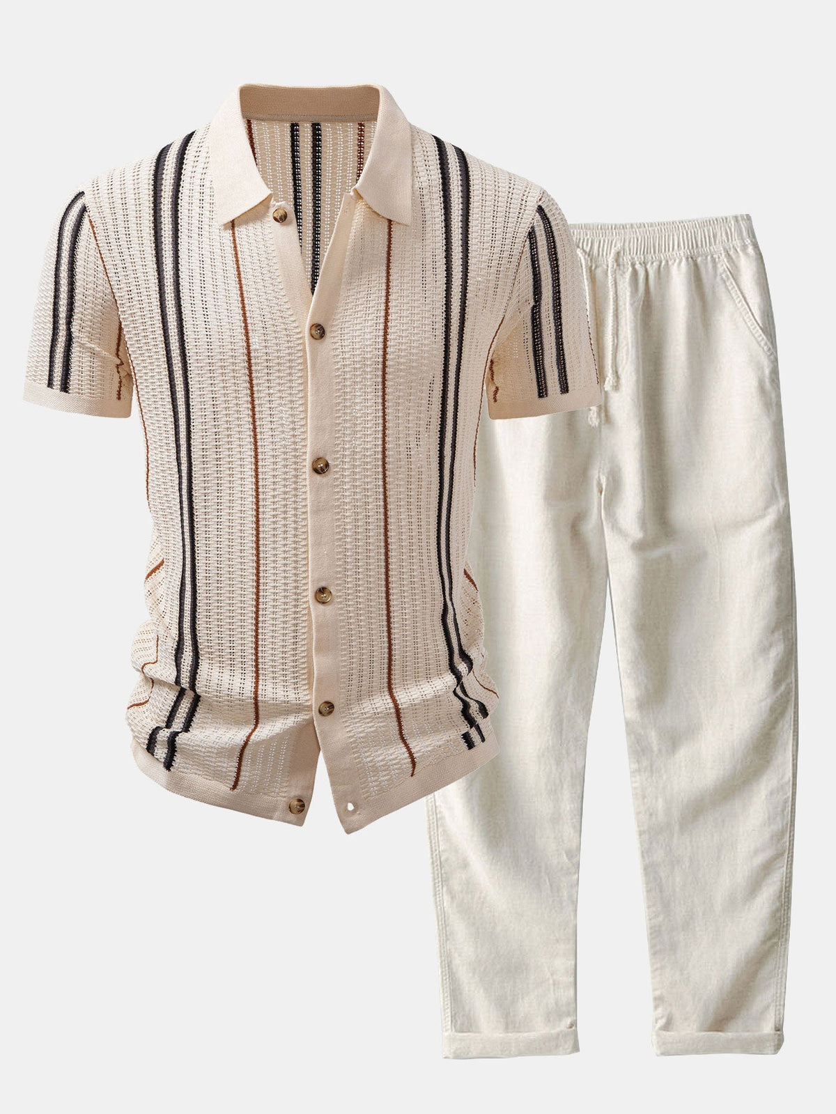 Ensemble chemise rayée et pantalon droit