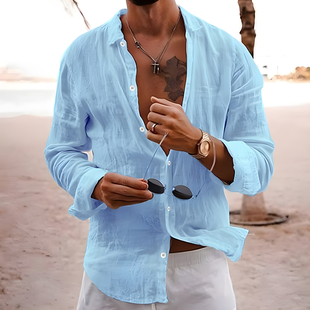 Chemise d'été légère en coton naturel décontractée homme – Pontlevoy