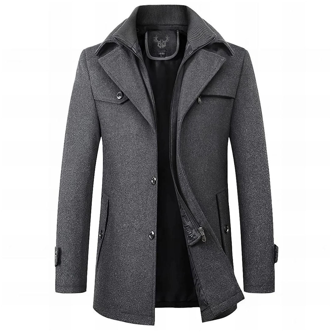 Manteau mi-long aspect lainage à revers