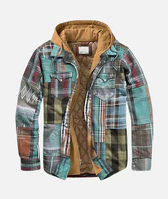 Surchemise à carreaux zippée à capuche homme, coloris vert menthe