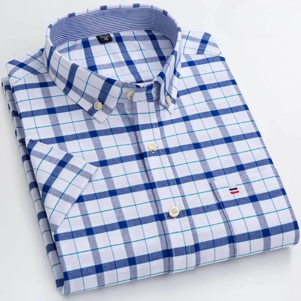 Chemise à carreaux col boutonné