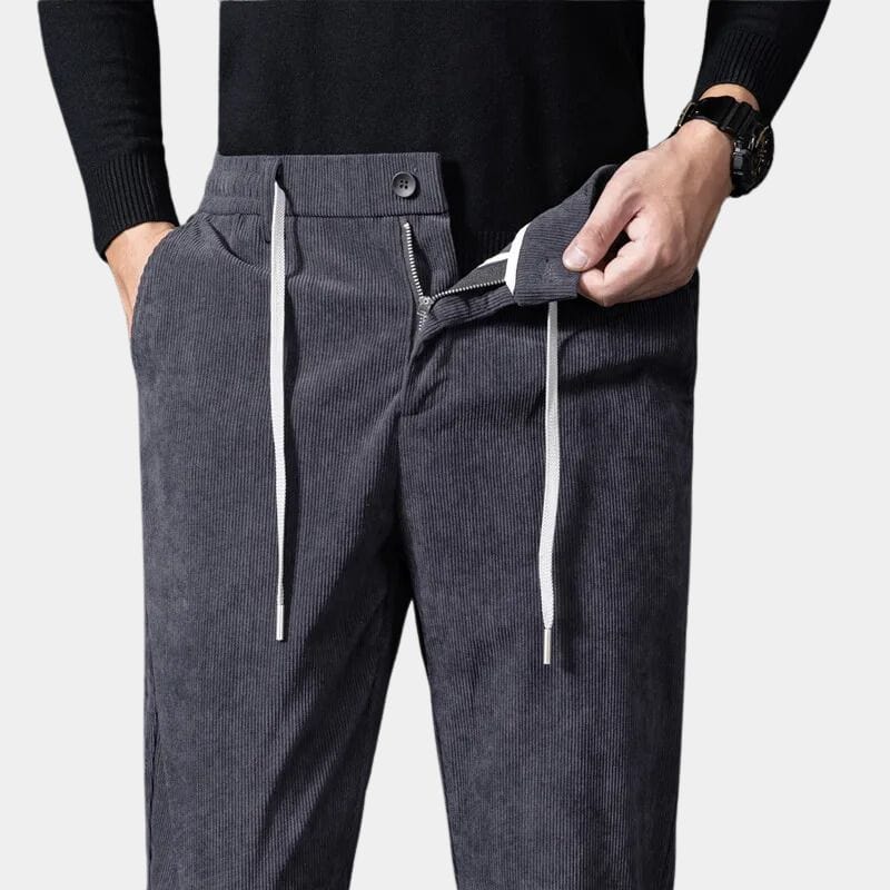 Pantalon en velours extensible coupe droite