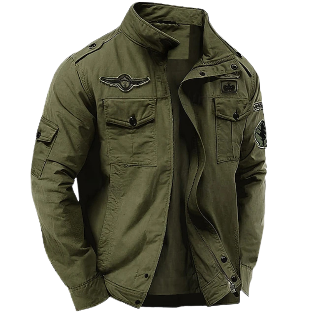 Veste militaire à col montant et poches poitrine