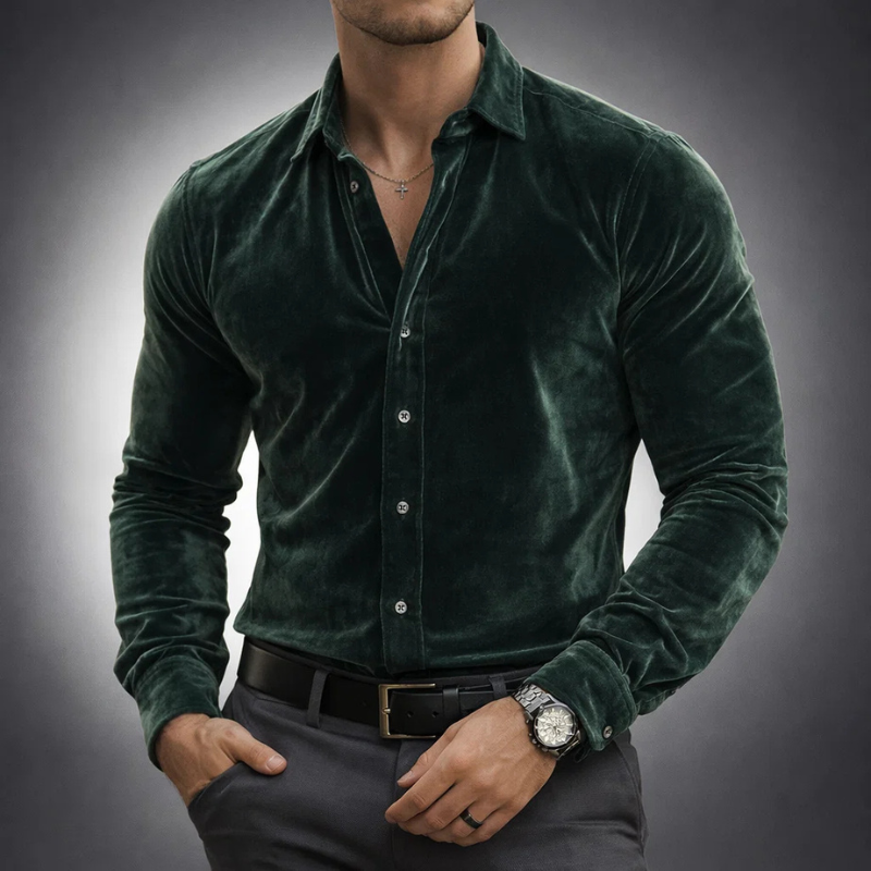 Chemise effet velours col structuré