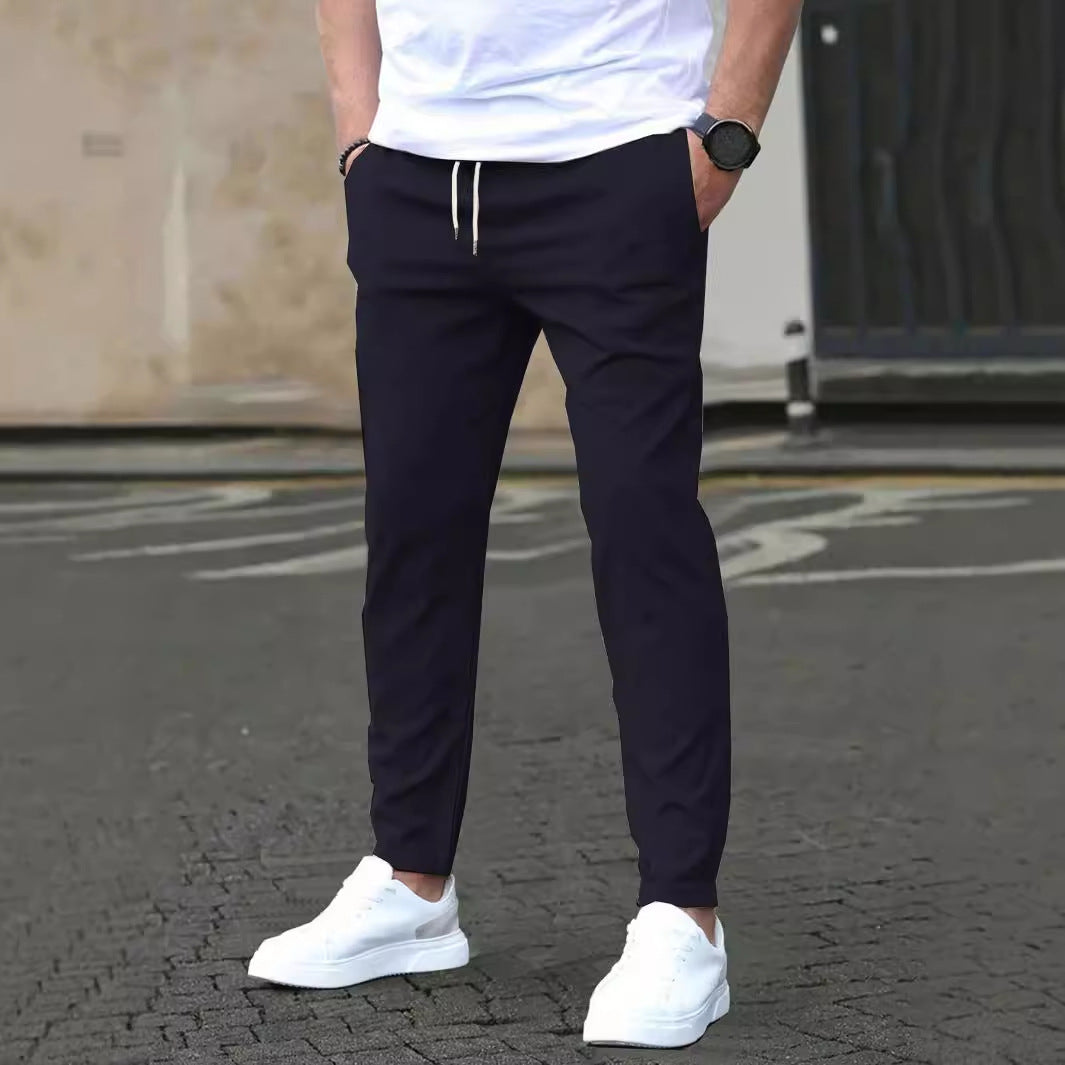Pantalon droit uni coupe décontractée