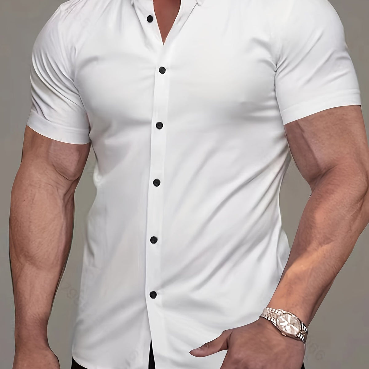 Chemise unie manches courtes à col revers