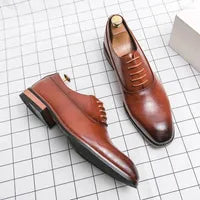 Chaussures formelles en cuir à talon bas silhouette élancée homme – Redon