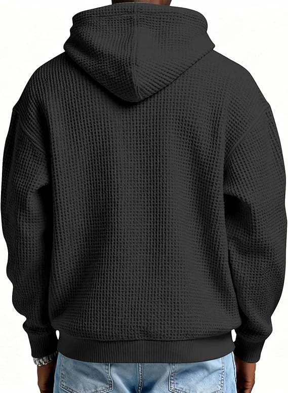 Sweat à capuche gaufré quart-zip