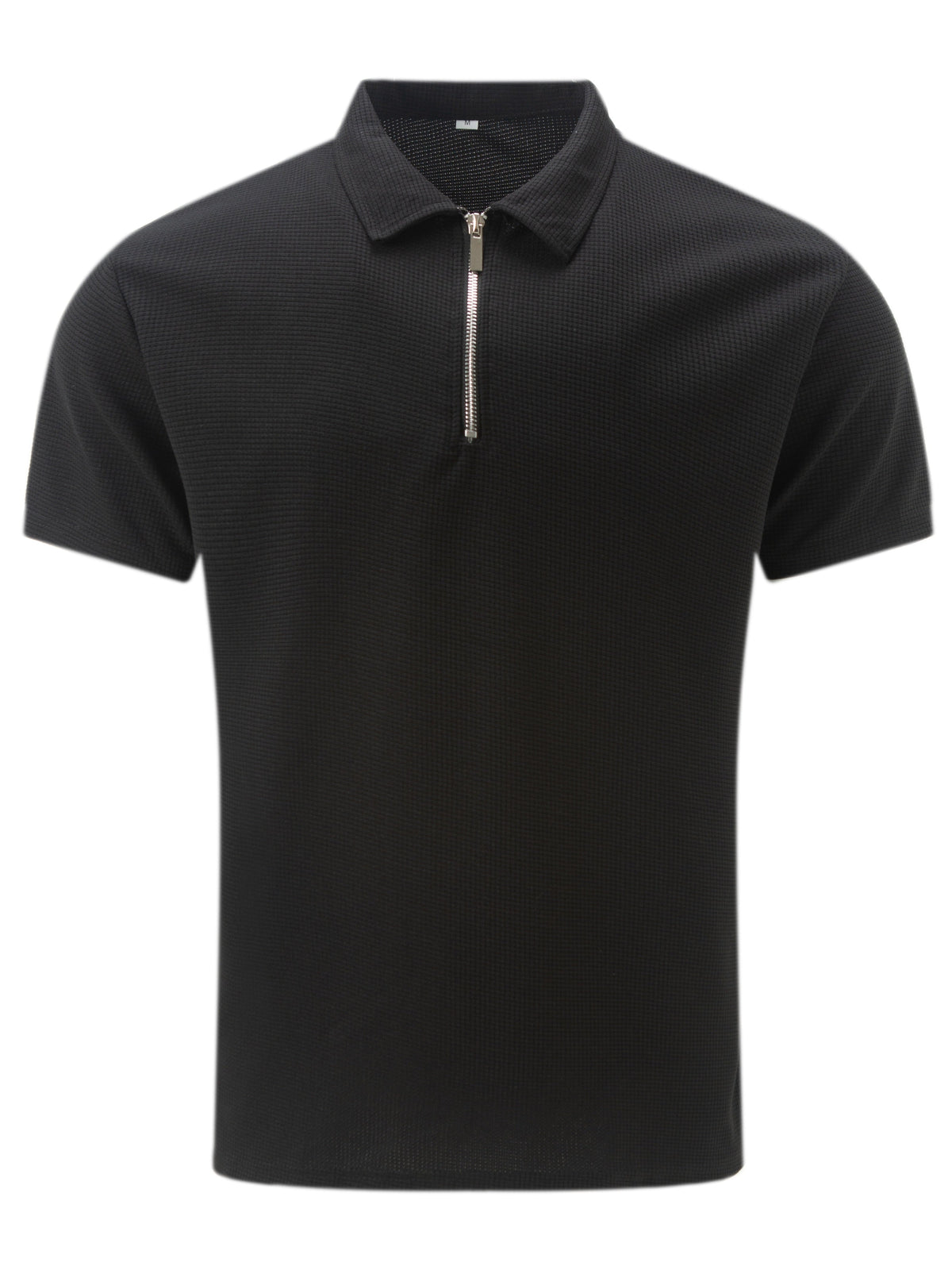 Polo zippé manches courtes maille texturée