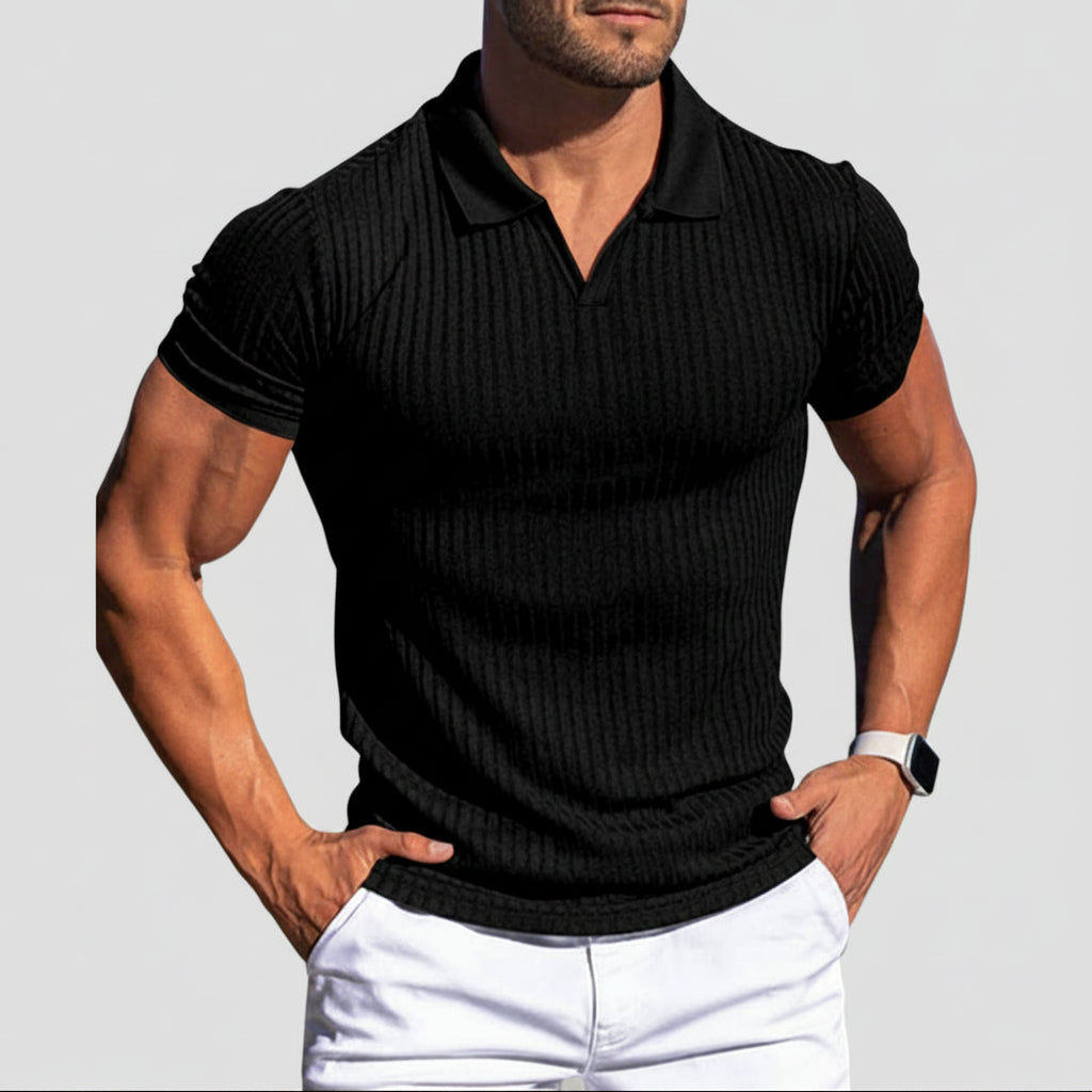 Polo texturé uni à manches courtes