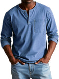 Chemise col tunisien aspect délavé homme, coloris bleu