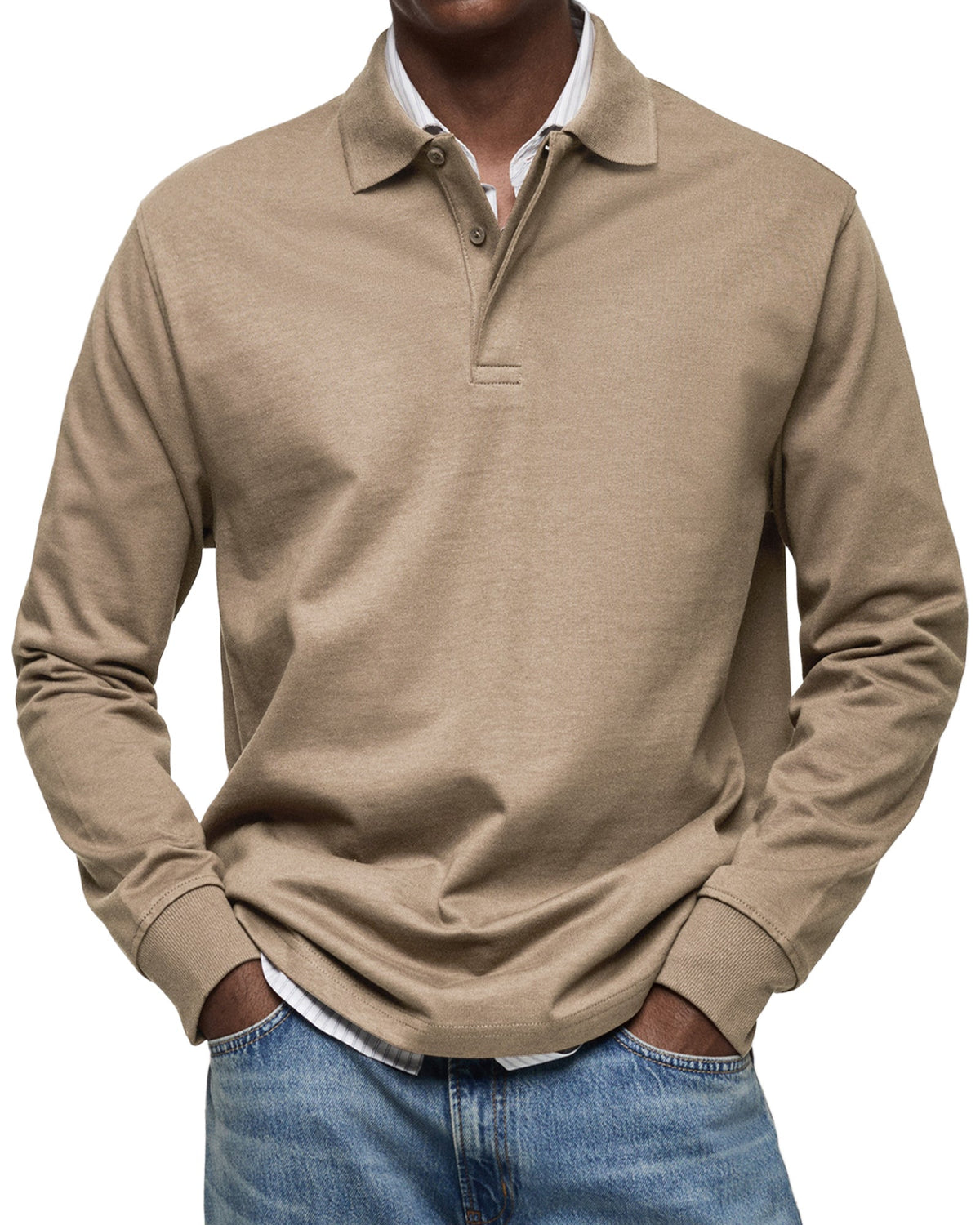 Polo à manches longues en maille fine col polo homme – Palais-Royal
