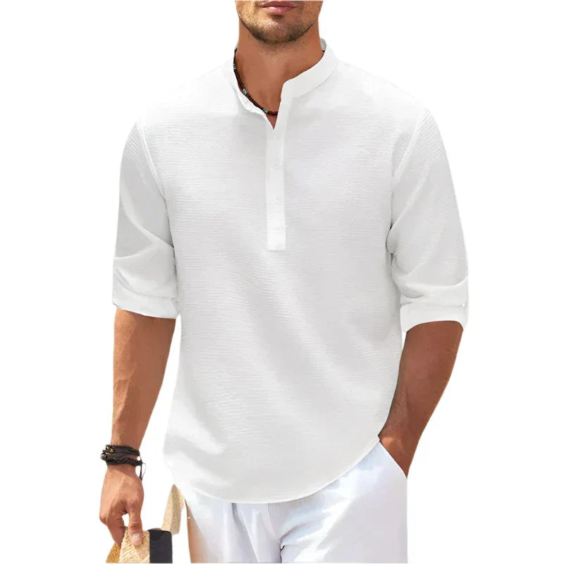 T-shirt henley col montant manches courtes coupe détendue d'été homme – Segonzac