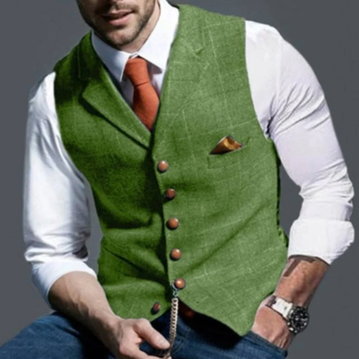 Gilet de costume slim boutonné élégant style chic intemporel homme – Cléry