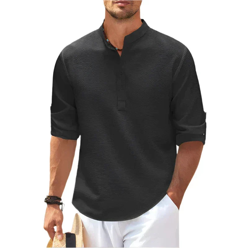 T-shirt henley col montant manches courtes coupe détendue d'été homme – Segonzac