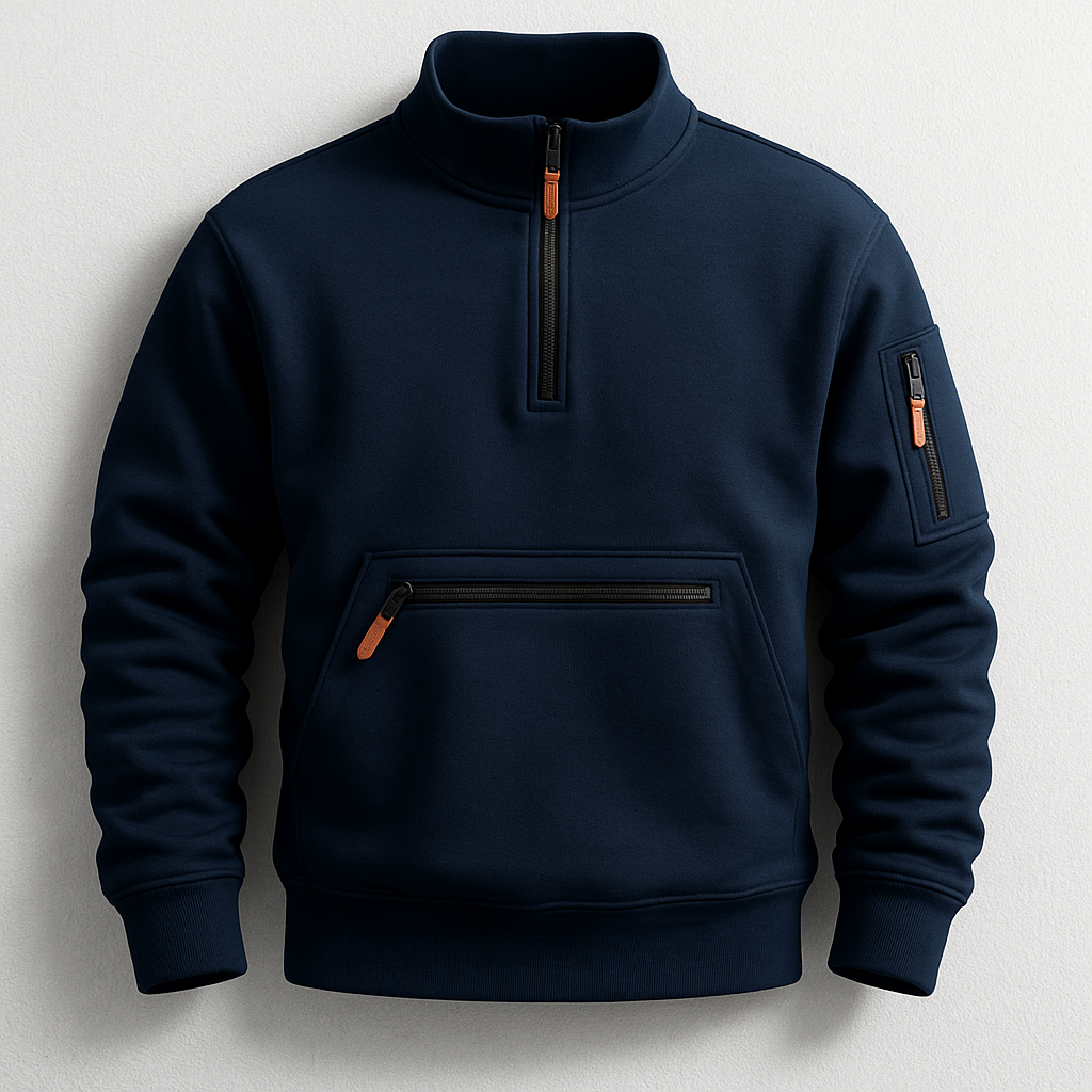 Pull demi-zip col montant poches zippées