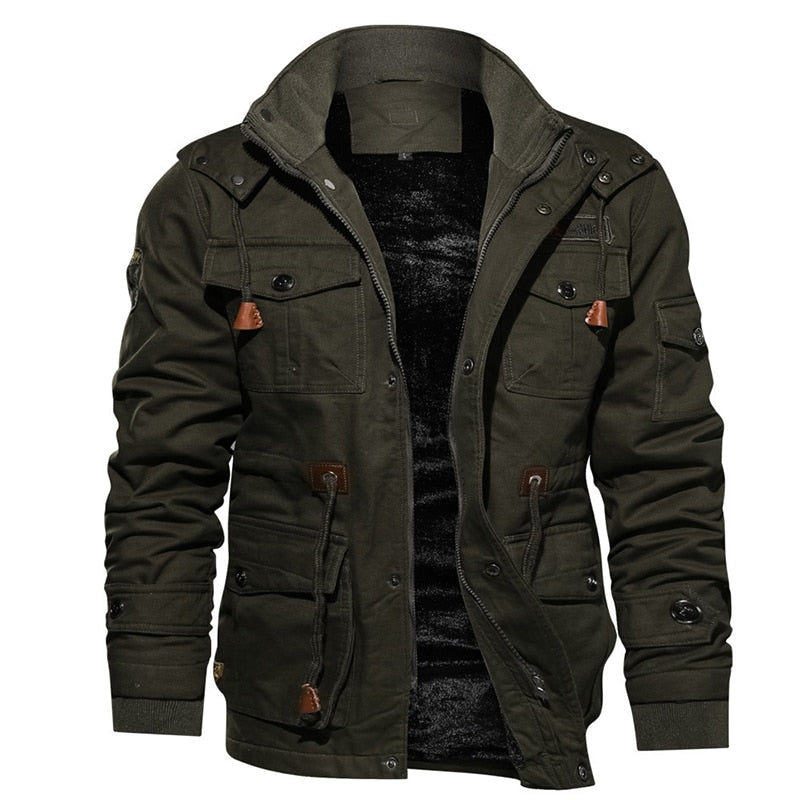 Veste utilitaire à capuche homme coloris vert, vue de face