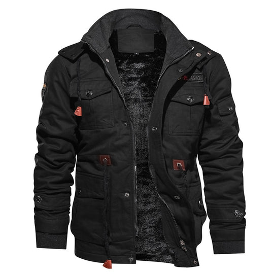 Veste utilitaire à capuche homme coloris noir, vue de face