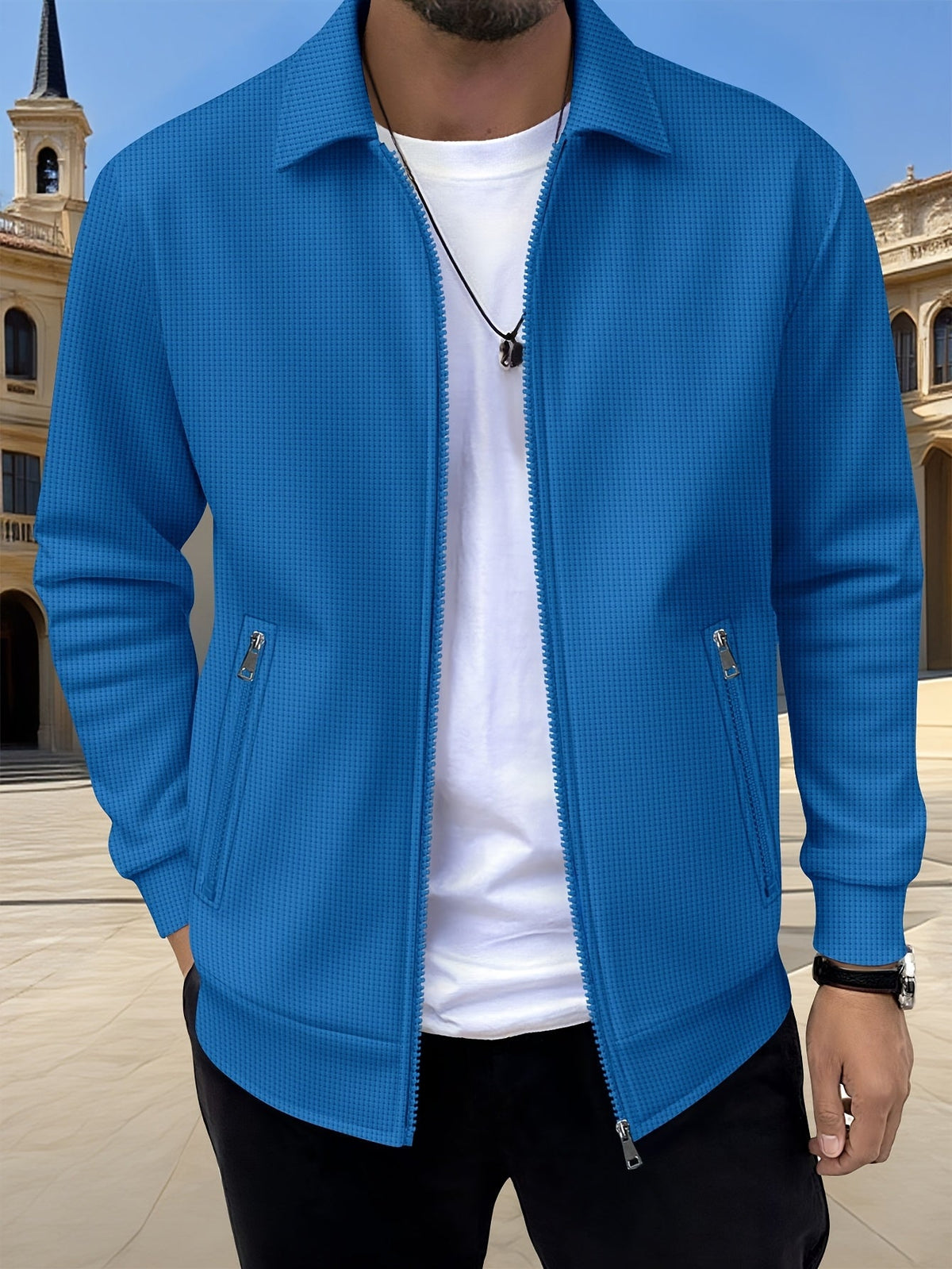 Veste zippée unie à col à revers