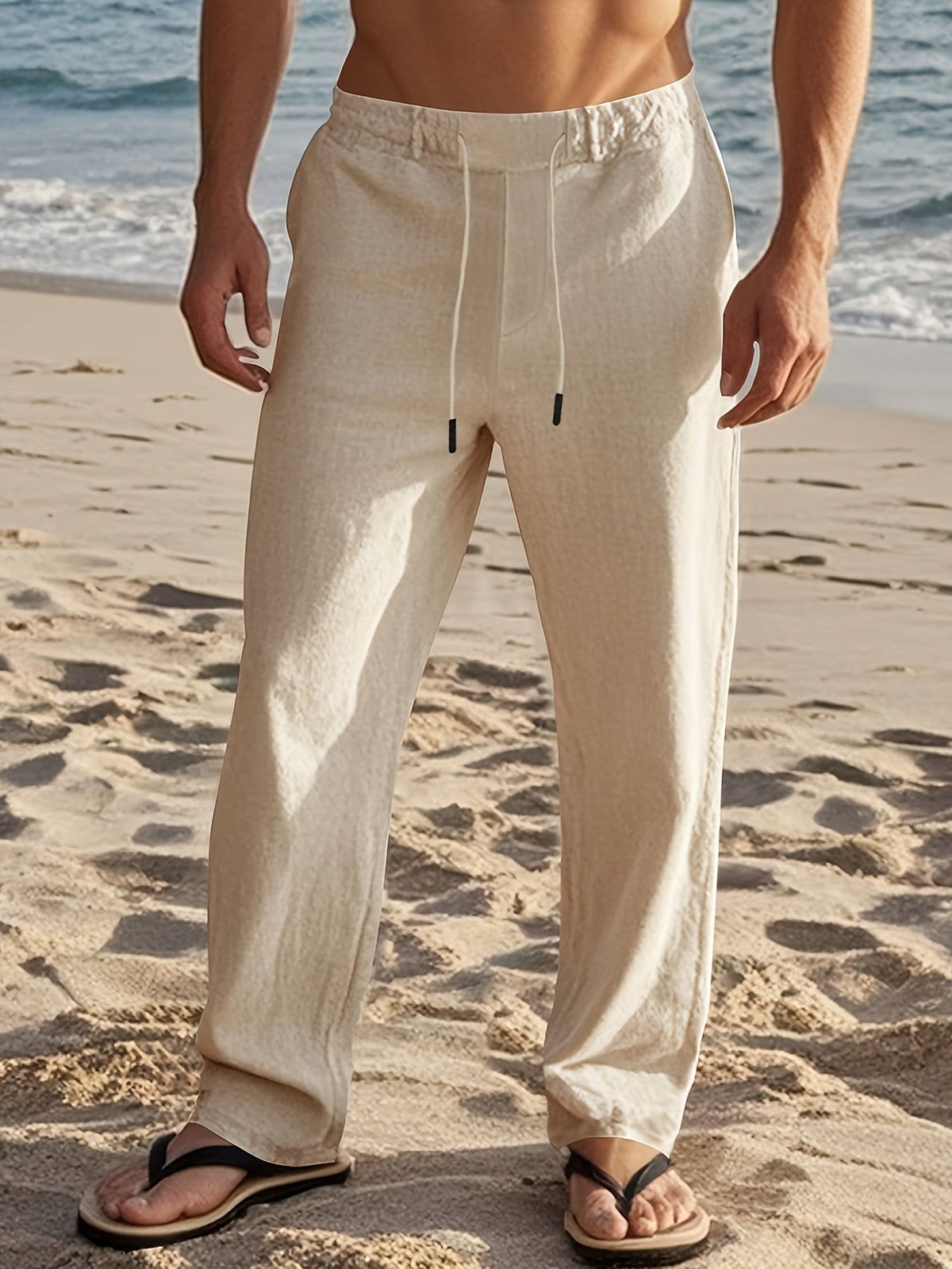 Pantalon en lin coupe ample respirant décontracté homme – Meung