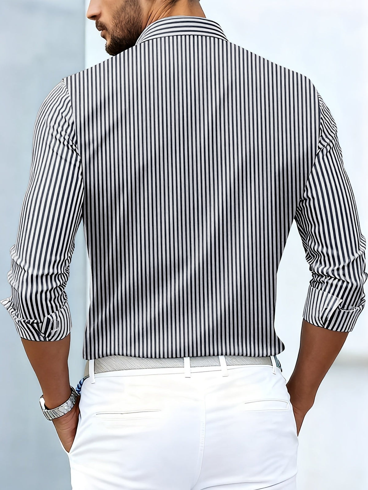 Chemise à rayures rétro manches longues