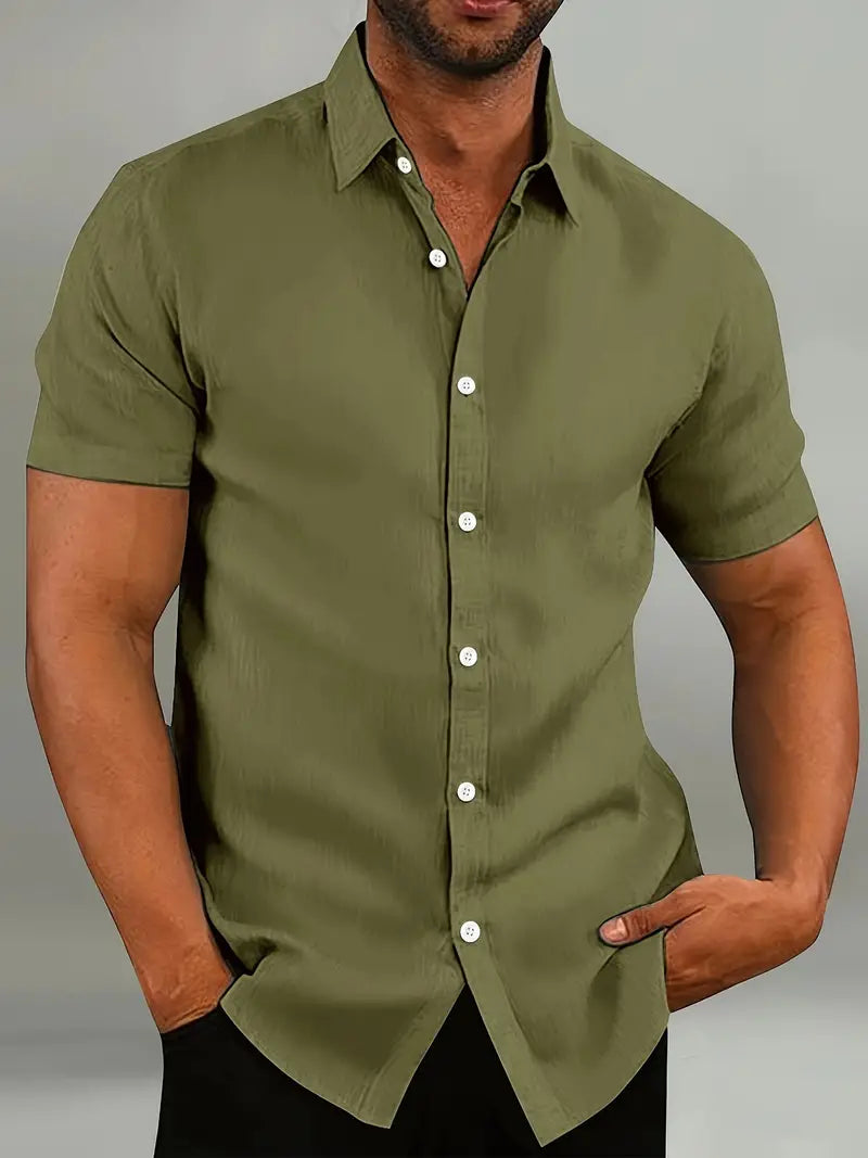 Chemise manches courtes boutonnée décontractée