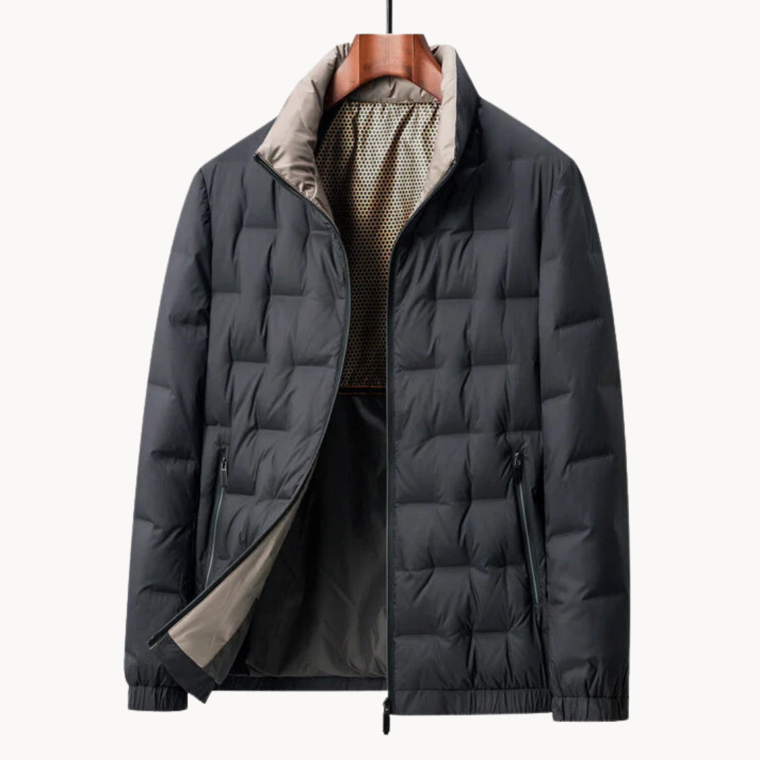 Veste matelassée noire à col beige