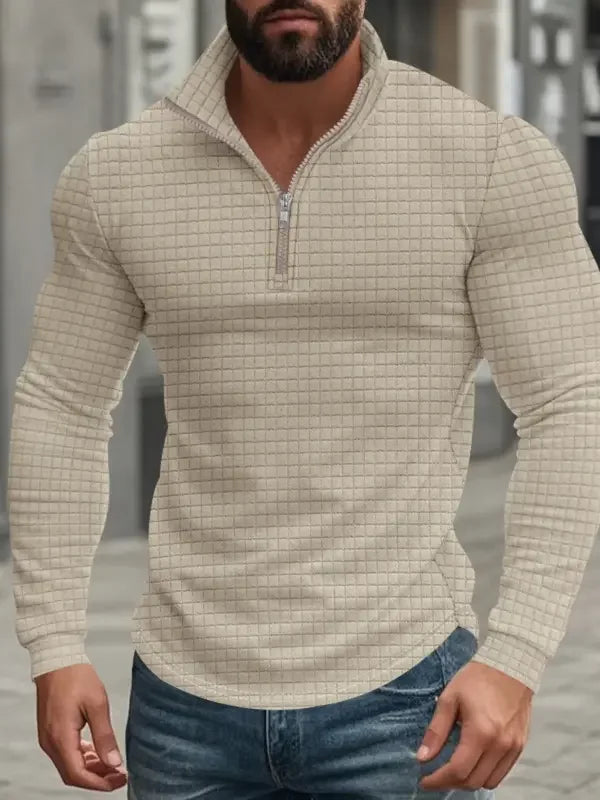 Sweat demi-zip à petits carreaux