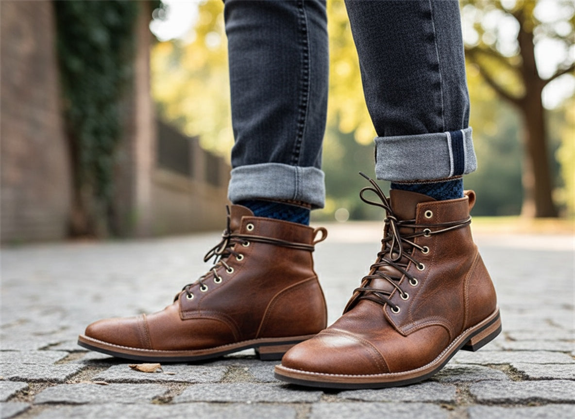 Bottes classiques en cuir semelle robuste pour l'automne et l'hiver homme – Pontorson