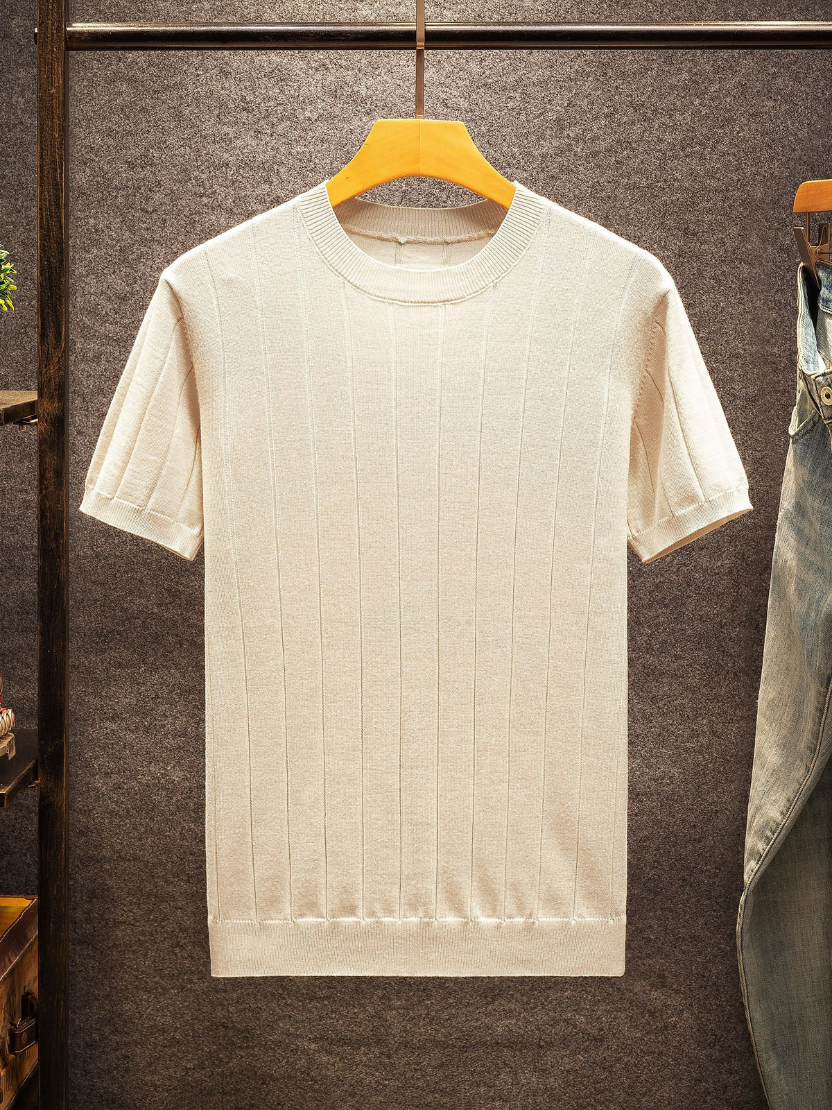 T-shirt ajusté en maille rayée