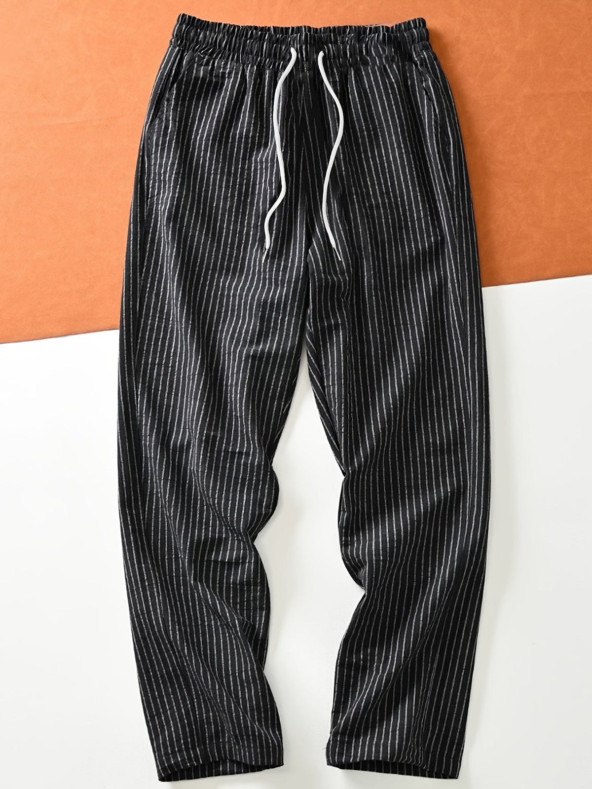 Pantalon ample à rayures cordon de serrage