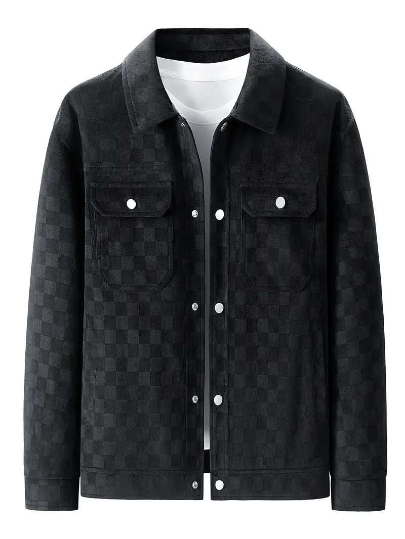 Veste aspect daim à motif damier