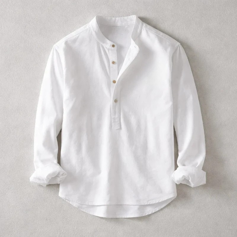 Chemise aspect lin lavé ourlet arrondi