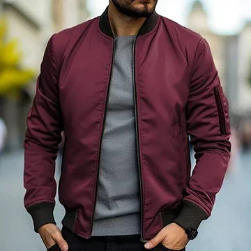 Blouson bomber zippé bords côtelés