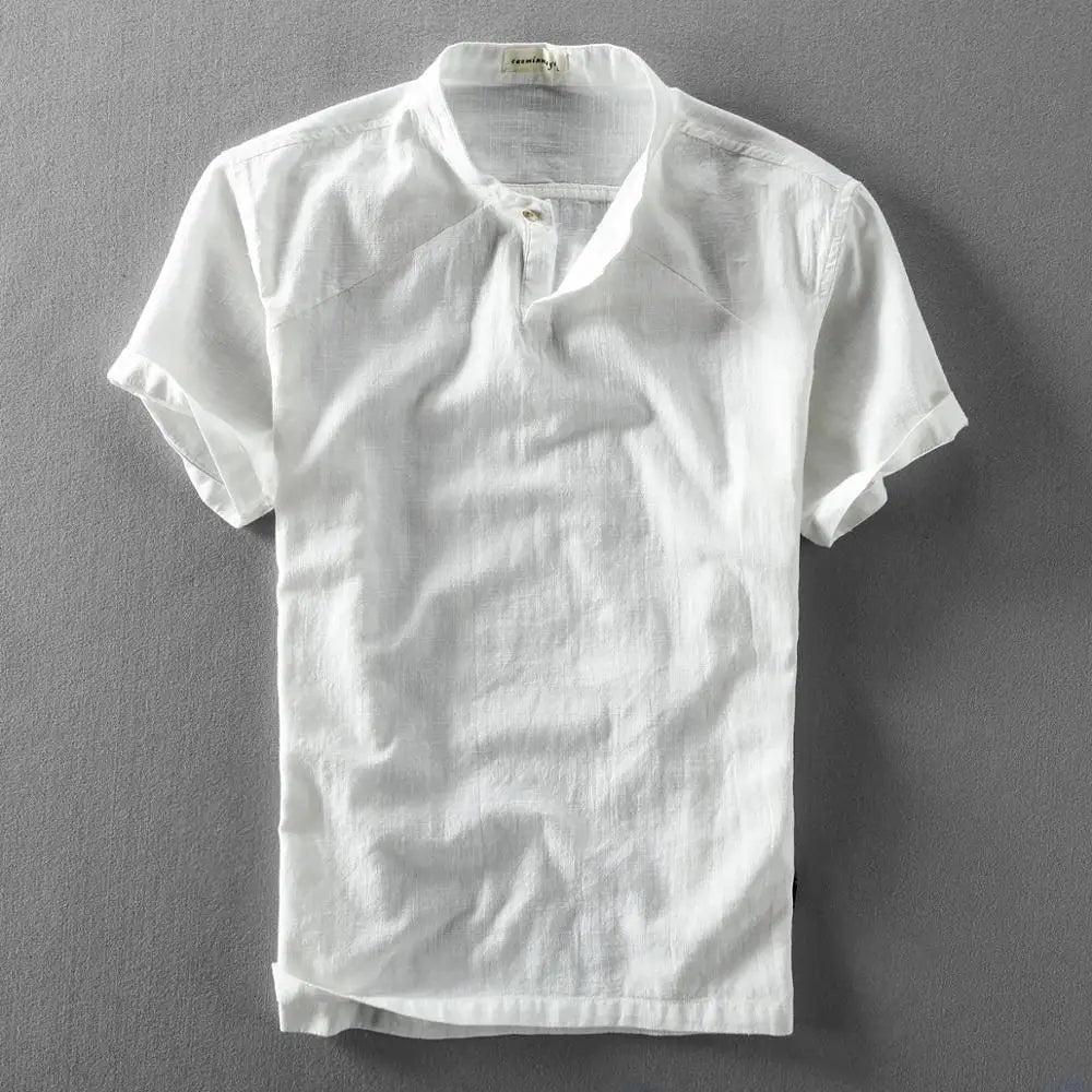 Chemise d'été manches courtes aspect lin